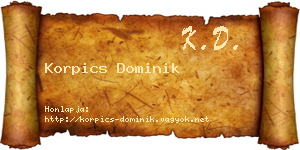 Korpics Dominik névjegykártya